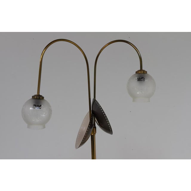 Scandinavian Art Deco Floor Lamp in Brass and Glass, 1920s For Sale - Image 12 of 18