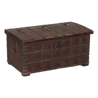 Antique Indian Teakwood and Iron Blanket Chest/Coffee Table For Sale