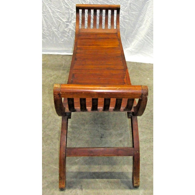 Wood Antique Handcrafted Solid Teak Wood Kartini 2 Seater U-Shape Bench For Sale - Image 7 of 17