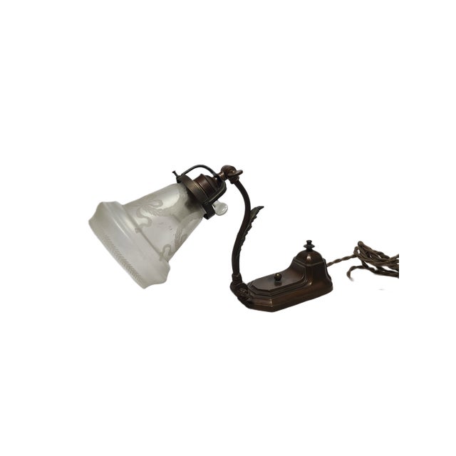 Art Nouveau German Piano Lamp in Glass and Tin, 1900s For Sale - Image 10 of 10
