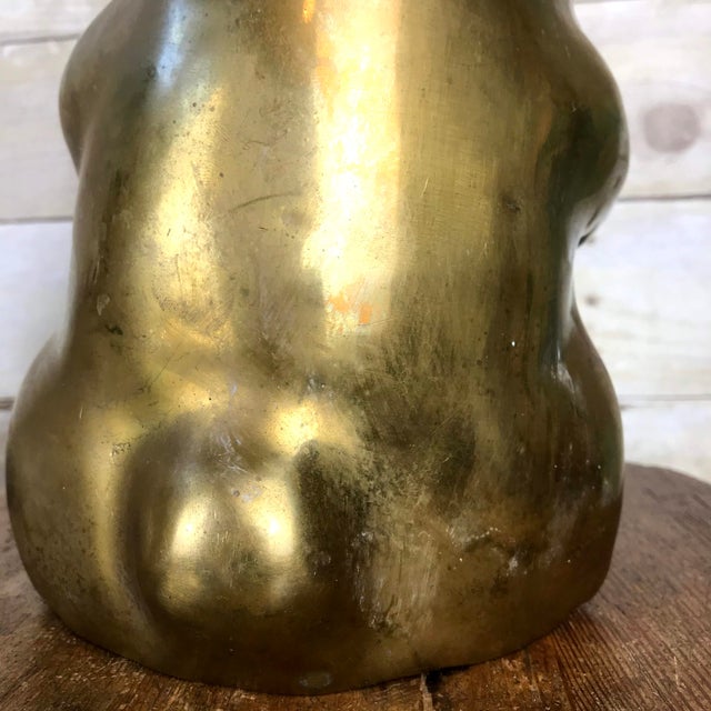 Vintage Mid-Century Brass Panda Bear Eating Bamboo Home Decor Heavy Statue For Sale - Image 14 of 14