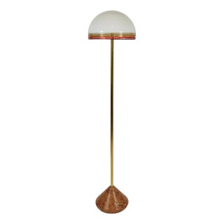 Roberto Pamio Febo Floor Lamp in Marble, Brass & Murano Glass attributed to Leucos, Italy, 1970s For Sale