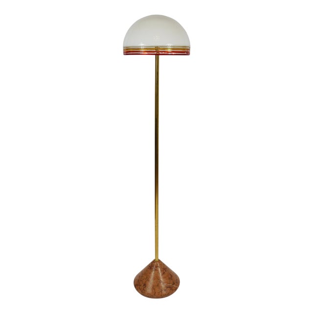Roberto Pamio Febo Floor Lamp in Marble, Brass & Murano Glass attributed to Leucos, Italy, 1970s For Sale