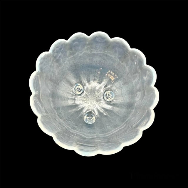 Glass Vintage Opalescent Scalloped Footed Bowls- Set of 4 For Sale - Image 7 of 10
