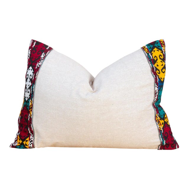 Wubitu Linen Tribal Border Pillow For Sale