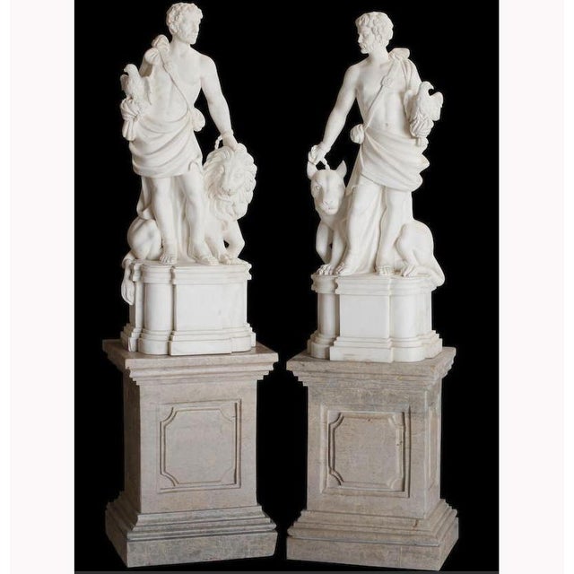 Pair of Italian Marble Statues of Hunters Chairish