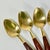 1950s 1950s Vintage Hollywood Regency Chinoiserie Appetizer-Dessert Brass & Rosewood Spoons - Set of 7 For Sale - Image 5 of 11