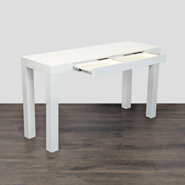 Modern West Elm Parsons White Console For Sale - Image 3 of 9