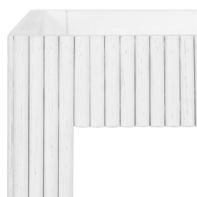 Worlds Away Matthew Izzo Home Otis Fluted White Washed Oak Bar Cart With For Sale - Image 4 of 8