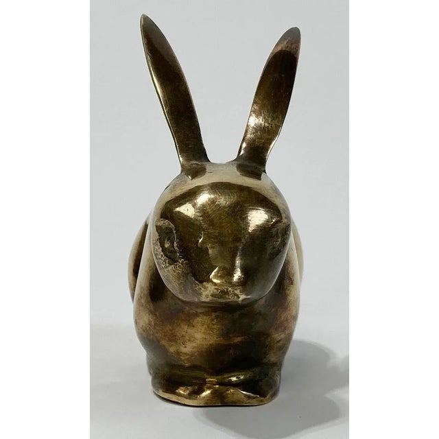 Mid-Century Modern Vintage Brass Crouching Rabbit Paper Weight For Sale - Image 3 of 6