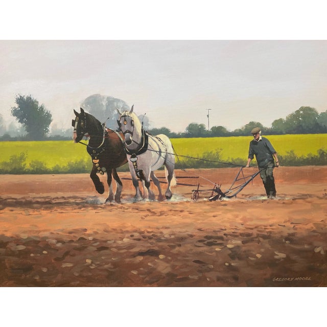 2000 - 2009 Gregory Moore, Horses with Farmer & Plough in Ireland Countryside by Contemporary Irish Artist, 2000 Circa For Sale - Image 5 of 8
