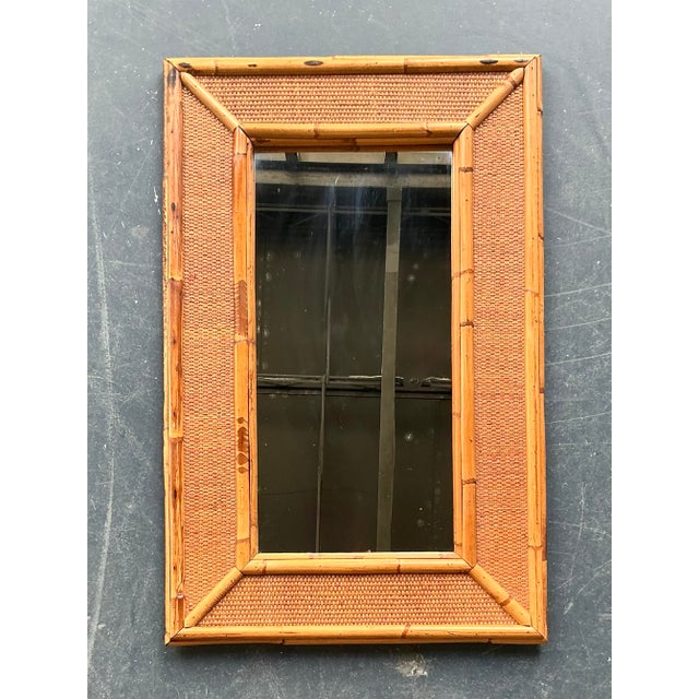 Vintage Boho Burnt Bamboo Mirror For Sale - Image 9 of 11
