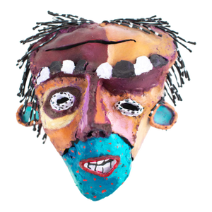 Listed Artist Bill Hickman Handmade Metal Postmodern Abstract Mask, Late 1990s