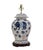 Vintage Brunschwig & Fils Cadiz Table Lamps - Blue and Cream Ceramic With Boar and Deer Motif For Sale - Image 4 of 11