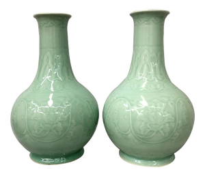Long Neck Celedon Vases