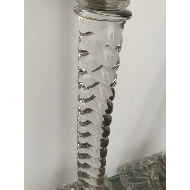 1920's Tall French Classic Crystal Columnar Swirl Pattern Table Lamps by Baccarat a - Pair For Sale - Image 13 of 17
