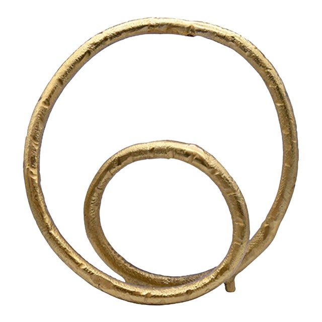 Matthew Izzo Home Orin Textured Brass Sculpture on Marble Base For Sale