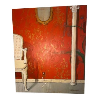 Pared Roja, Oil on Canvas, Marco Antonio Cisneros (Signed) For Sale