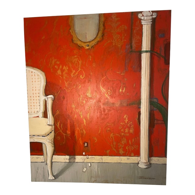 Pared Roja, Oil on Canvas, Marco Antonio Cisneros (Signed) For Sale
