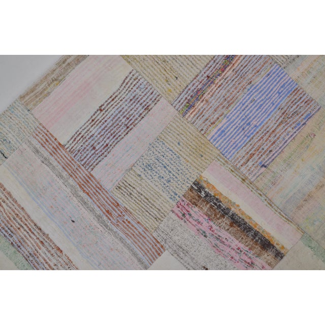 1960s Oushak Turkish White Stripe Carpet For Sale In Phoenix - Image 6 of 10