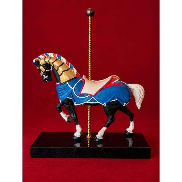 American Vintage Hamilton Collection Patriotic Horse | Art of the Carousel | Red White and Blue Americana Carnival Sculpture For Sale - Image 3 of 5