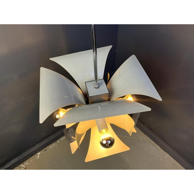 Metal Italian Space Age Chandelier, 1960s For Sale - Image 7 of 12