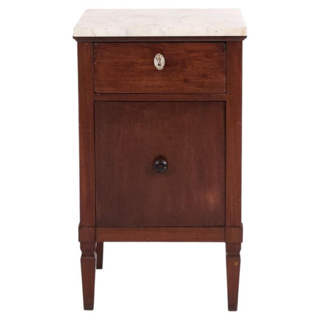 Mahogany Bedside Table with Marble Top, 1930s For Sale - Image 11 of 11