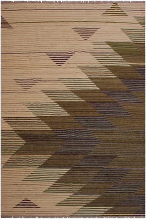 Modern Abstract Kilim Brown Hand-Woven Wool Rug -6'7" X 7'11"