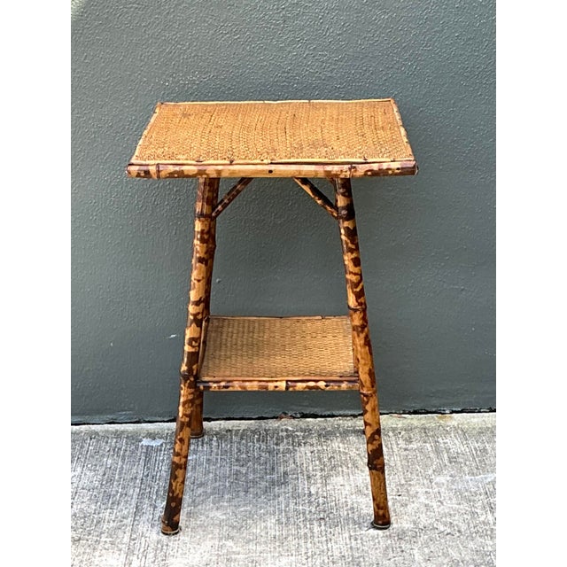 Mid-Century Modern Vintage Tortoise Bamboo Side Table For Sale - Image 3 of 12