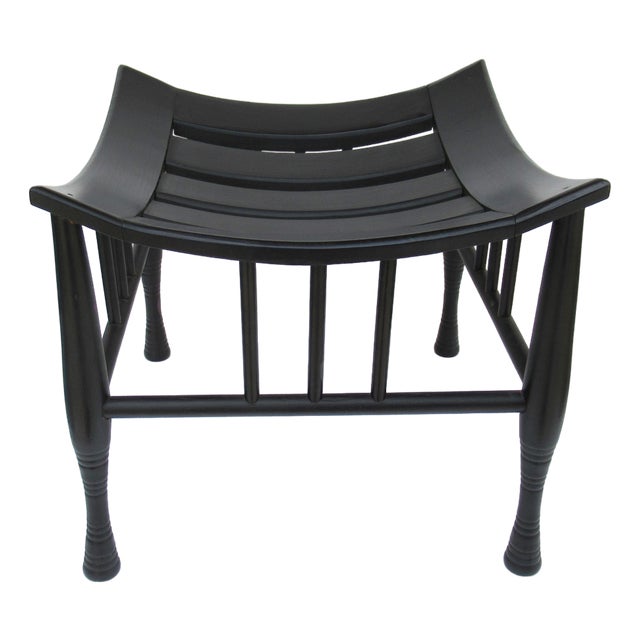 Early C.1920's Liberty & Co. Attr. Anglo-English Egyptian-Revival Thebes Stool Original Ebony Finish For Sale