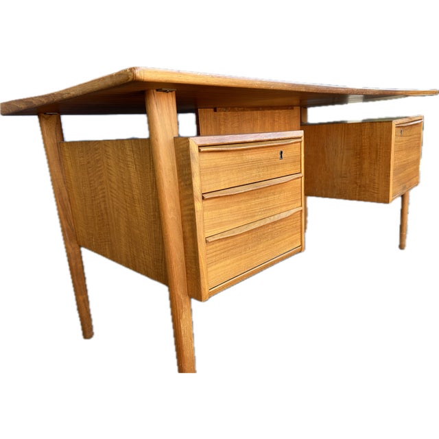 Wood 1960s Mid-Century Danish Floating Teak Desk by Peter Løvig Nielsen for Loviq For Sale - Image 7 of 14