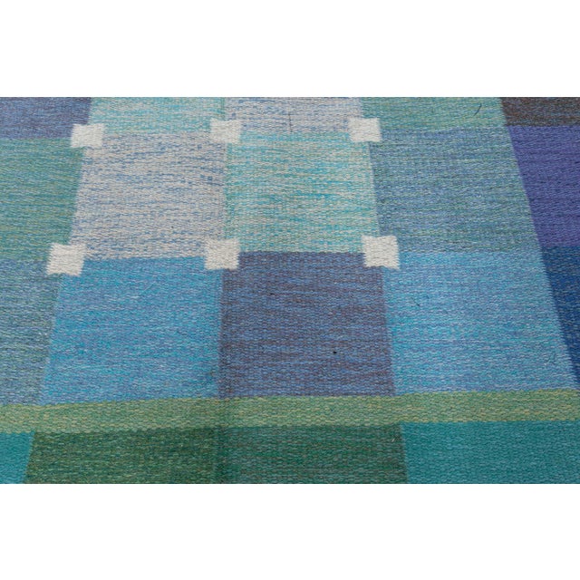 Textile Doris Leslie Blau Mid-20th Century Swedish Flat Woven Rug by Ulla Pakdal For Sale - Image 7 of 9