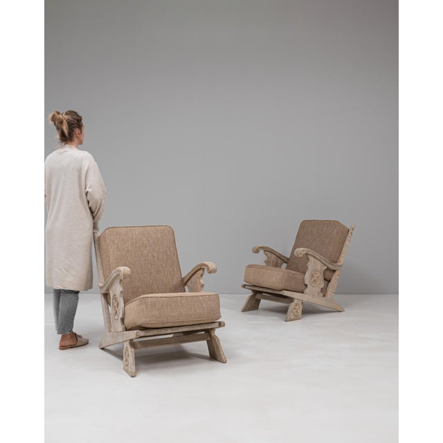 20th Century French Oak Armchairs With Upholstered Seats And Backs - A Pair For Sale - Image 17 of 18