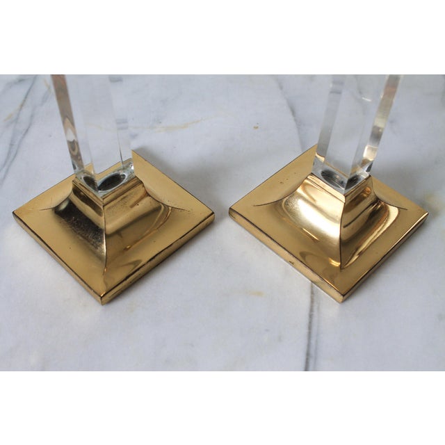 Vintage Brass & Lucite Candle Holders For Sale In Milwaukee - Image 6 of 10