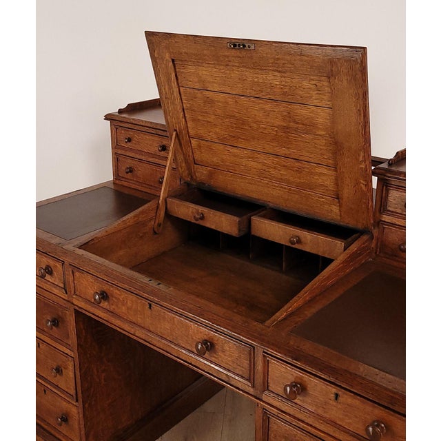 Brown Victorian English Oak Desk For Sale - Image 8 of 12
