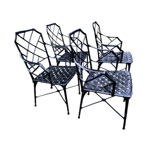 Late 20th Century Late 20th Century Set of 4 Chinoiserie Calcutta Brown Jordan Chairs Indoor Patio For Sale - Image 5 of 8