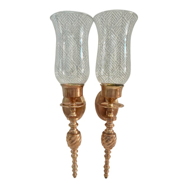 Mid 20th Century Solid Brass Wall Candle Sconces - A Pair For Sale