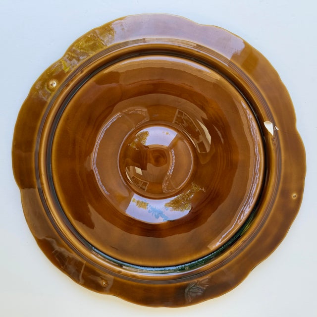 French Majolica Oyster Plate by Sarreguemines, France, Circa 1950 – Brown Glazed Shell Design For Sale - Image 3 of 7
