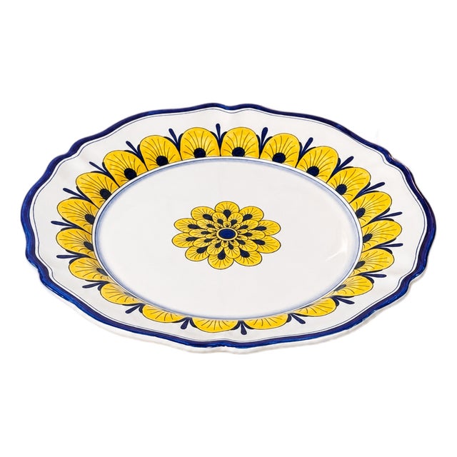 Stratificata Hand-Painted Italian Round Serving Platter For Sale