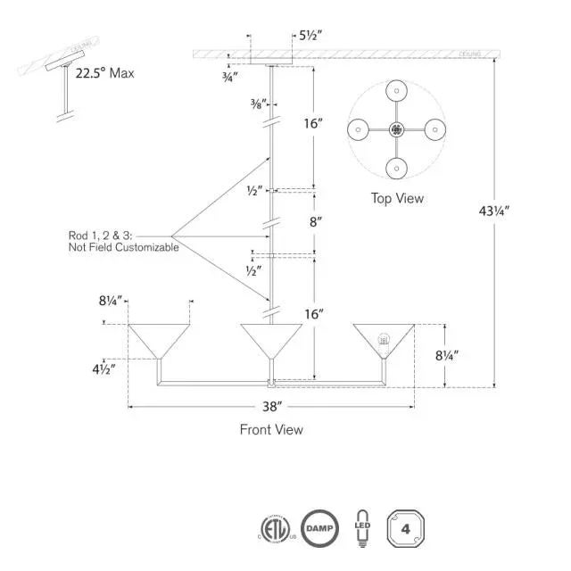 Modern Paloma Contreras for Visual Comfort Signature Orsay XL Chandelier in Bronze For Sale - Image 3 of 3