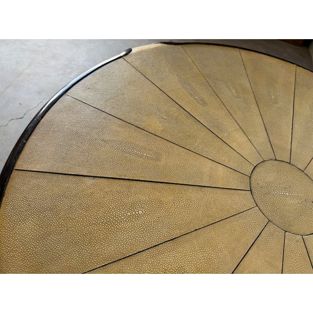 Wood Vintage Art Deco Style Shagreen & Ebony Round Coffee Cocktail Table For Sale - Image 7 of 15