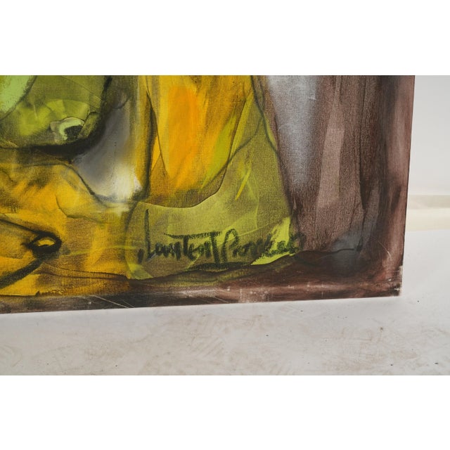 Yellow Large 84" Original Signed "Yoga Time" Painting by Laurent Proneur For Sale - Image 8 of 12
