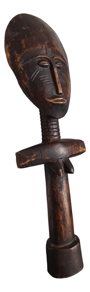 Vintage Tribal Art Folk African Wood Carving Wooden Akua'ba Statue Ashanti Fertility Figure, 1960