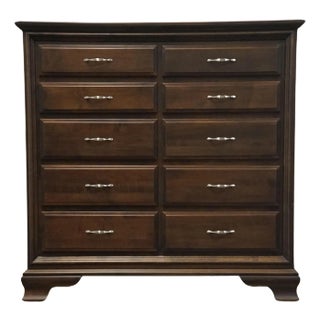 Daniel's Amish Classic Bedroom Collection Rustic Country Style 50" Solid Cherry Ten Drawer Dresser 35-4020 For Sale