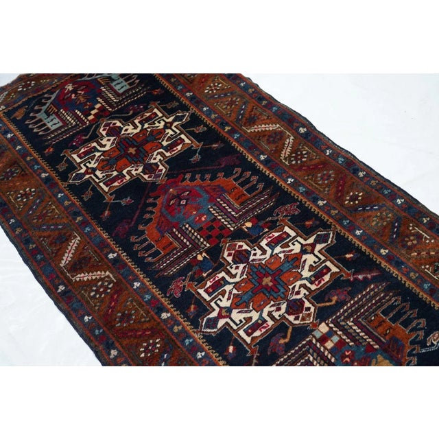 Navy Blue Antique Karajeh Heriz Runner 2'9'' x 14'8'' For Sale - Image 8 of 10
