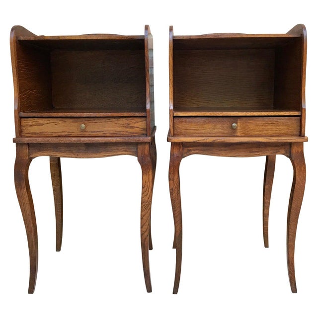 1960s French Louis XV Style Nightstands in Walnut with Drawer and Open Self, A Pair For Sale - Image 15 of 18