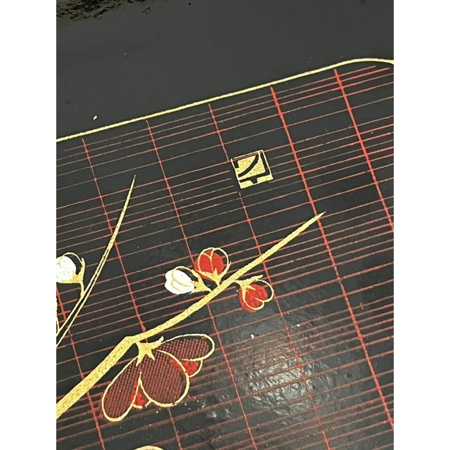Mid-Century Modern Vintage Japanese Black Lacquer Serving Trays For Sale - Image 3 of 12