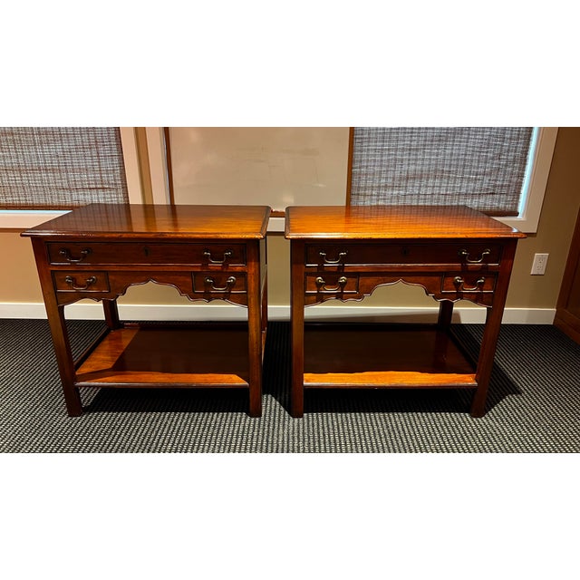 Early 20th Century Baker Furniture Milling Road Chippendale Style End Tables - a Pair For Sale - Image 12 of 13