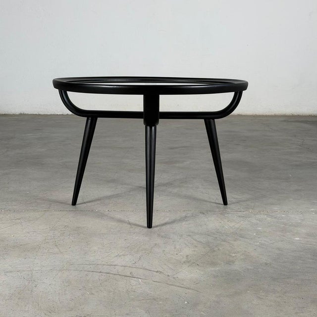 Round Semi-Matte Black Lacquered Coffee Table by Nicolay Diulgheroff, Italy, 1950s For Sale - Image 6 of 12