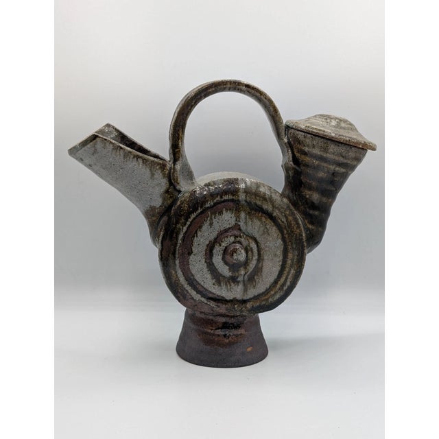 Vintage Mid Century Modern Ceramic Studio Art Pitcher With Lid For Sale - Image 11 of 16